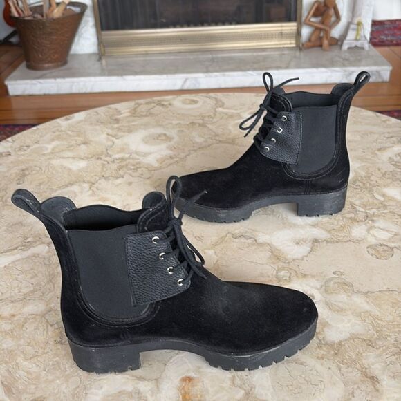 DAV Leeds Waterproof Velvet Lace Up Lug Sole Ankle Boots - Picture 7 of 10